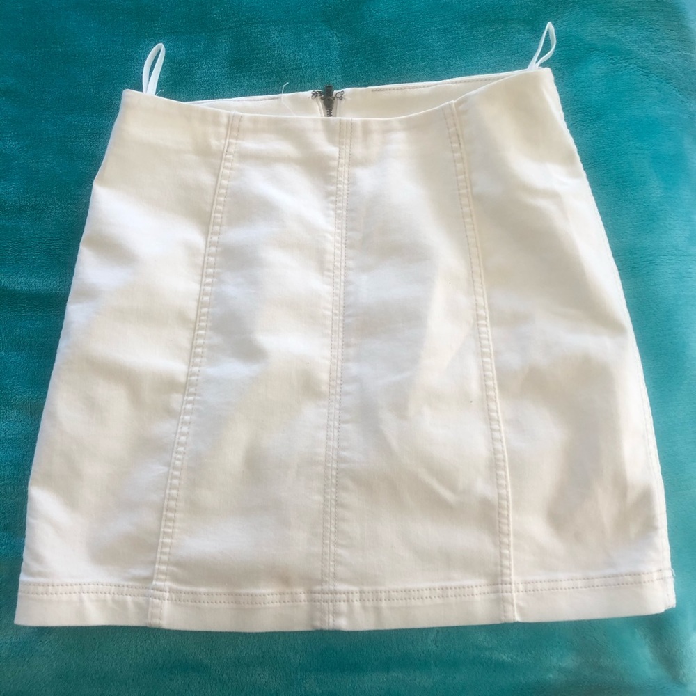 Free People White Denim Skirt